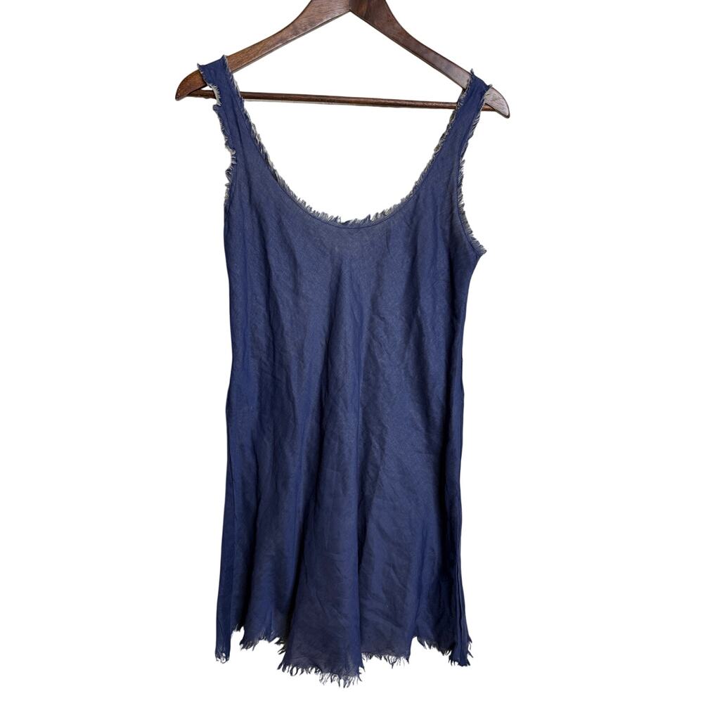 DORI Raw Edge Layered Cotton Tank Dress Boho Lagenlook Artisan Lightweight S